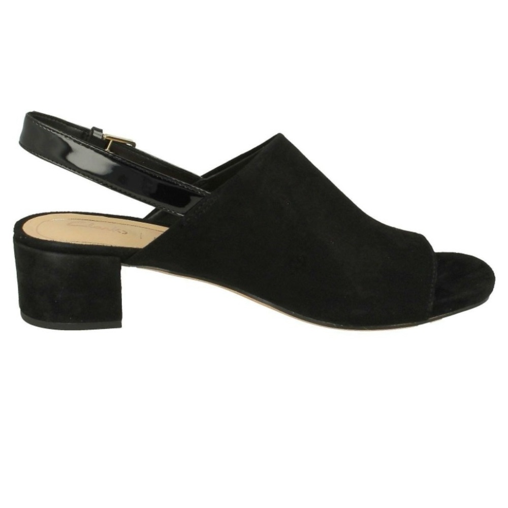 NWOT Clark’s sling back chunky heel black shoes size 6